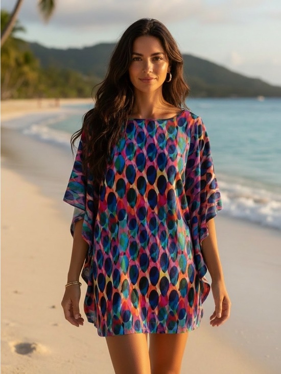Trina Turk Other - Trina Turk Geometric Kaleidoscope Logo Print Tunic / Dress / Swim Cover Up Large